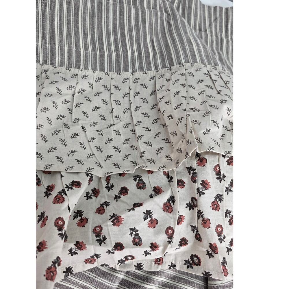 Farmhouse Brown Ruffle Striped Room Darkening Curtain Panel Pair 40"Wx84"L - Picture 5 of 10
